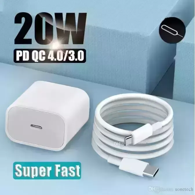 20W PD Wall Adapter Charger for 12 Pro XS Max XR 8 Fast Charging USB Type C Qucik Cell Phone Charge 3A Compatible with Samsung Xiaomi Huawei Retailed Box