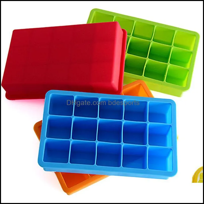 DHL Silicone Ice Cube Tray Molds Easy Release Flexible Ice Cube Molds 15 Ice Cubes for Cocktail Whiskey Chocolate 130 J2