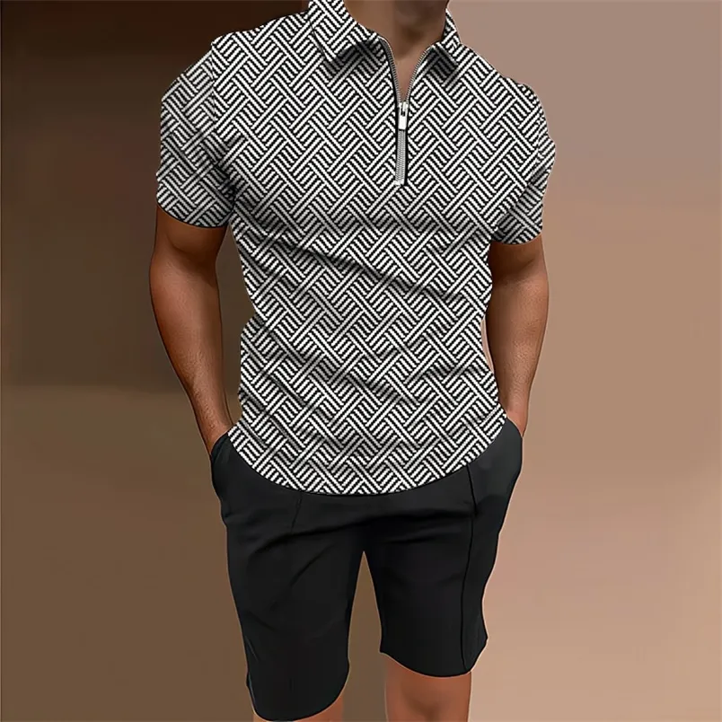 Fashion Men's Sets 2 Piece Summer Tracksuit Male Casual Polo Shirtshort Fitness Jogging Breathable Sportswear Husband Set 220607