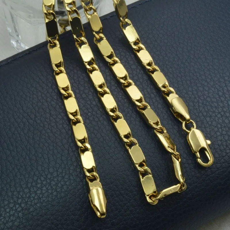 Collier cubain de créateur 14k 14CT Gold Style Cubain 50-70 cm Collier de chaîne de longueur N45