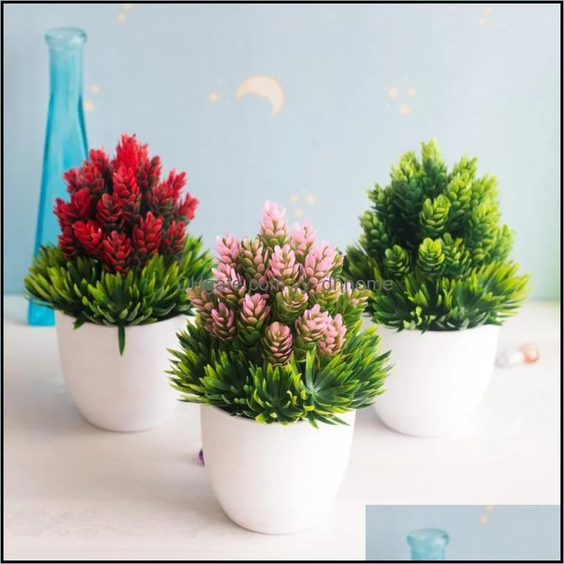 Decorative Flowers & Wreaths Artificial Plants Bonsai Small Simulated Tree Pot Fake Flower Office Potted Desktop Ornaments For El Home