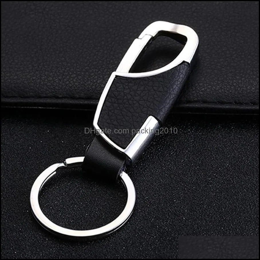 wholesale men`s never rust car waist key rings creative metal keychain promotion durable leather portable custom logo key chain dh0846