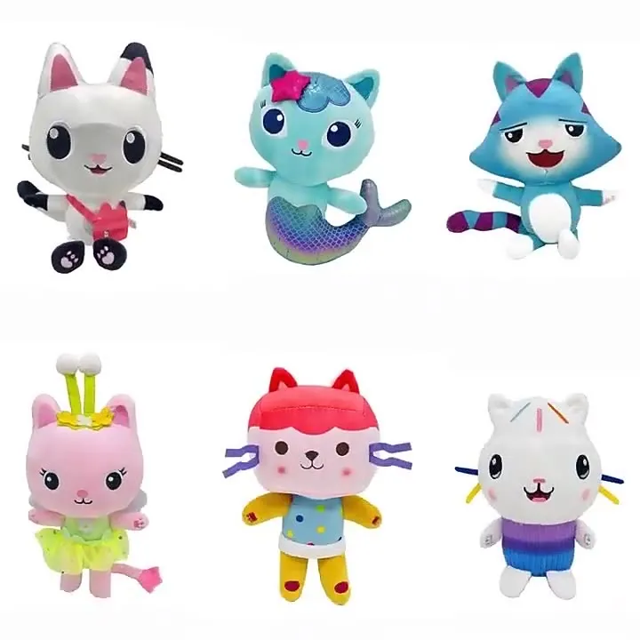 25cm Gabby Dollhouse Plush Toy Mercat Cartoon Stuffed Animals Mermaid Cat Plushie Dolls Kids Birthday Gifts