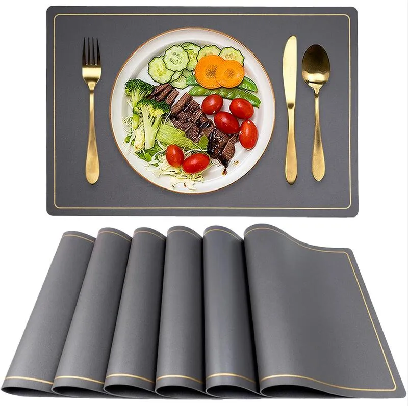 PU Leather Placemat Waterproof Washable Kitchen Dining Table Mats for Kitchen Thanksgiving Christmas New Year Party