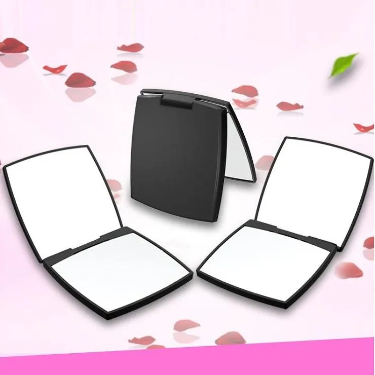 Classic double-sided folding make-up mirror portable HD amplifier compact mini black Girlfriend gift 6.8 * 1cm