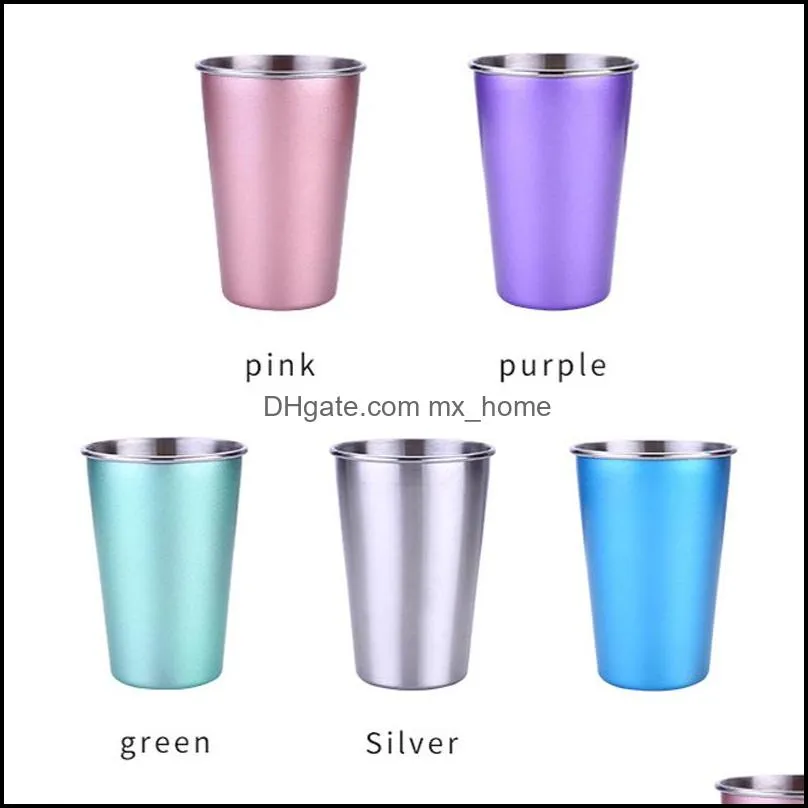 wholesale 5 colors beer tea juice milk stainless steel coffee mugs drink tumbler outdoor camping travel 500ml straw mug cup dh126-2