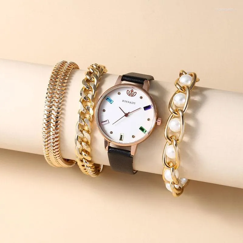 Relógios de pulseira de moda feminina ladra casual cravejamento de cinto de coroa de coroa relógio