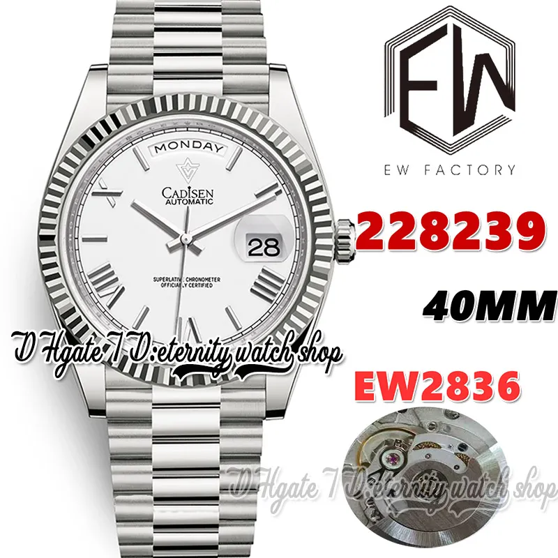 EWF V3 ew228239 ETA2836 ew2836 orologio da uomo automatico 40 mm quadrante bianco indici romani cinturino in acciaio inossidabile 904L con la stessa scheda di garanzia seriale orologi per l'eternità