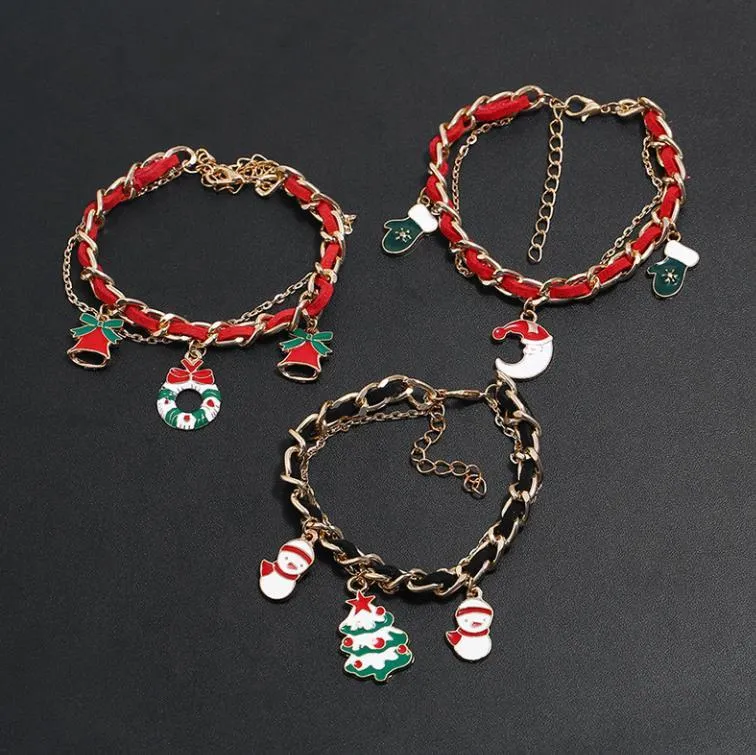 Christmas Bracelet Party Favor Cartoon Snowflake Glove Alloy Tassel Bracelets Fashion Gift Articles
