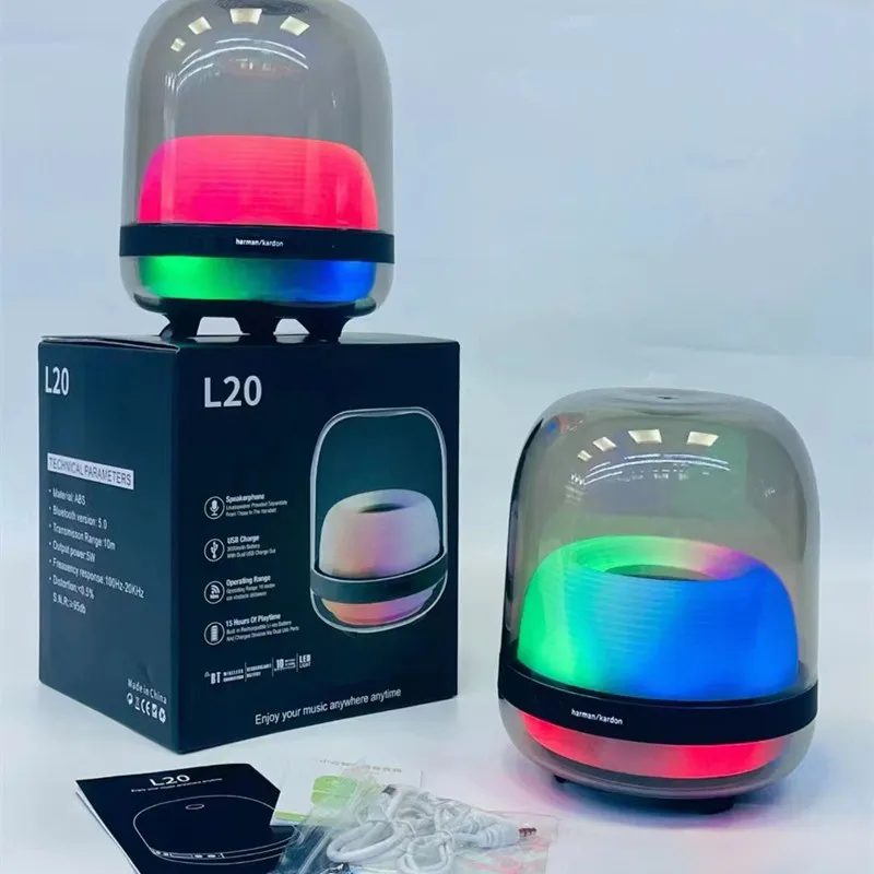 L20 Bluetooth Hoparlör Taşınabilir Hoparlörler LED Işık Kablosuz Mini Ses Oynatısı Cep Telefonu Bilgisayar için