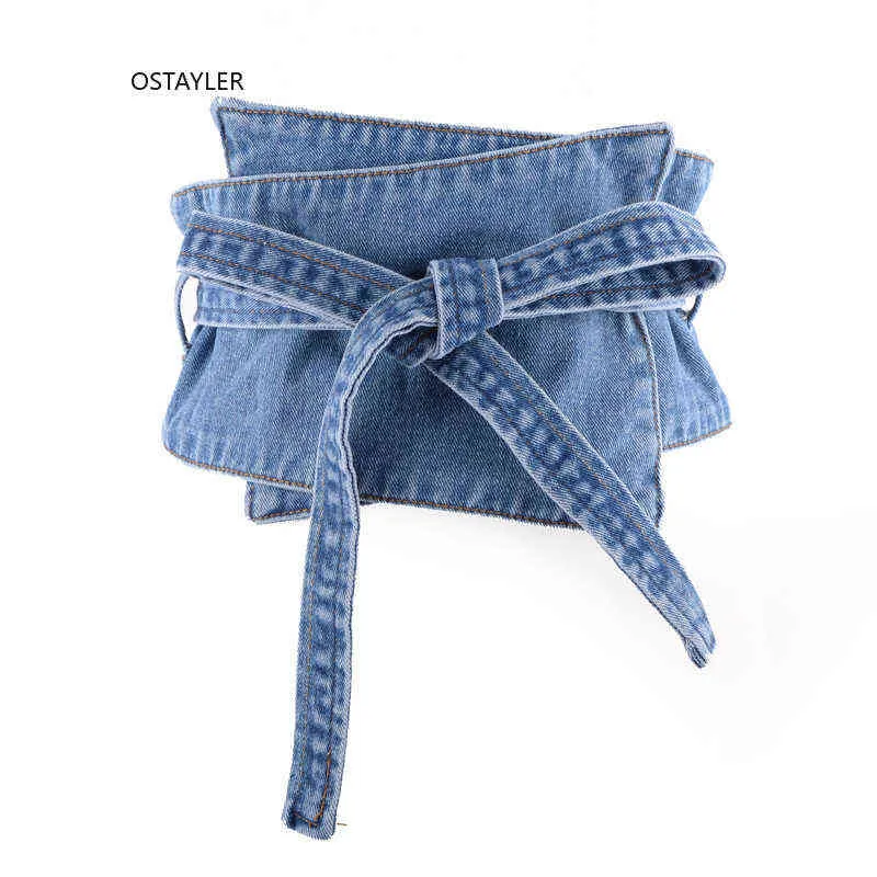 2019 Brand Denim Fabric Women Sim Corset Belt Bandage Bowler brede taille riemen Vintage gewassen Jean Ladies Dress Belt Cummerbund H220418