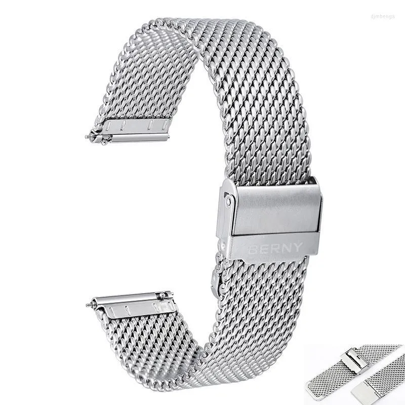 Assistir bandas banda de malha de malha 20mm 22mm Strap Strap Milanês Pulveles de aço inoxidável Bandas de relógio para substituição