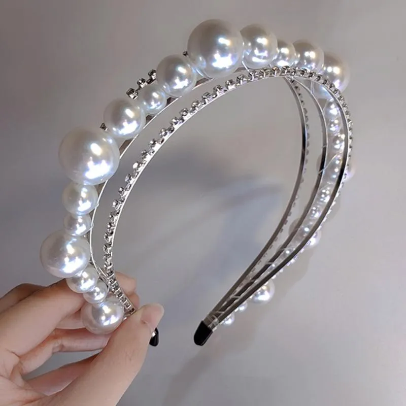 Haarclips Bronrettes Meerlagige strass Pearl Head Wear Hoofdband voor vrouwen Non-slip grens Girl Hairpin Fancy Accessoires Gifthair