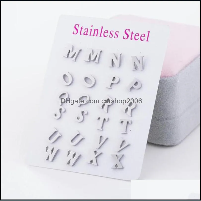 Stainless Steel Stud Earrings for Women Custom Initial Letter Earrings Silver Gold Earring Birthday Jewelry