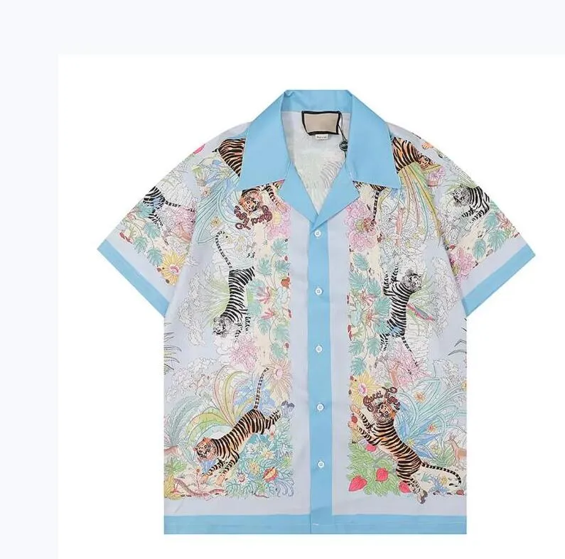 2022GG 패션 망 하와이안 셔츠 남성 캐주얼 다채로운 인쇄 비치 알로하 셔츠 짧은 소매 G Hombre