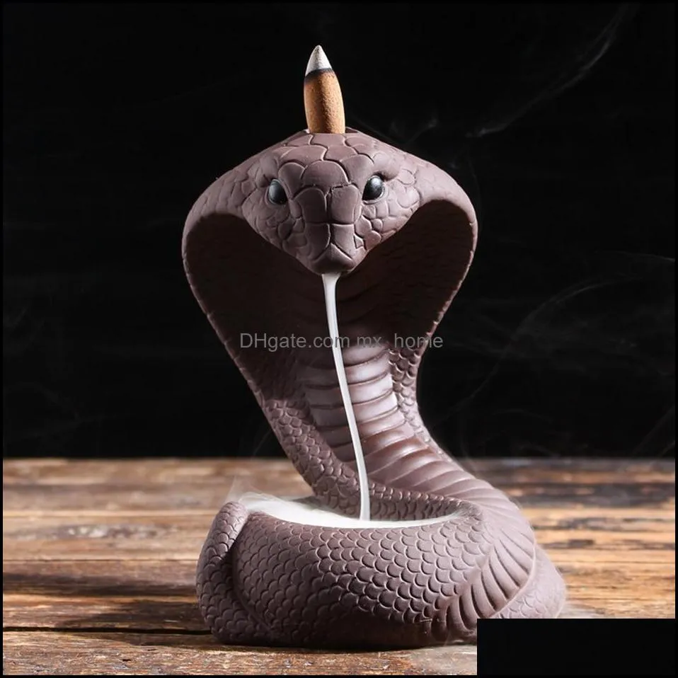 Incense Holder Burner Handmade Ceramic Incense Cones Sticks Holder Home Decor Snake Design Waterfall Backflow Incense Burner Gift