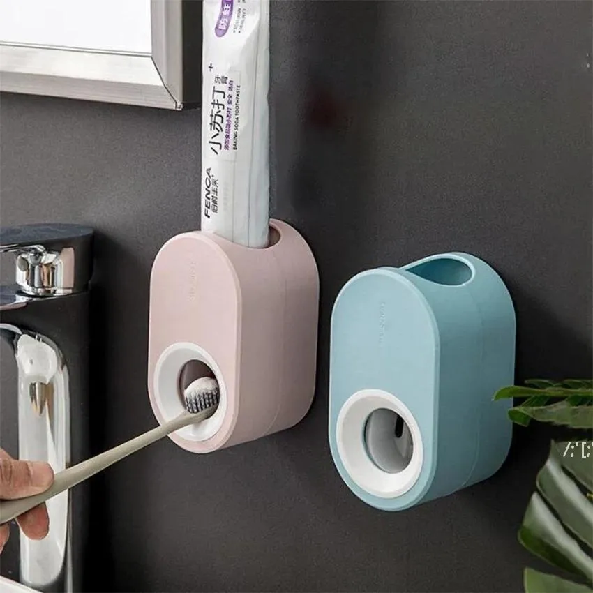 Wall Mounted Toothbrush Holder Automatic Toothpaste Dispenser Toothpaste Holders Squeeze Bathroom Accessories Set Inventory CCSA13378