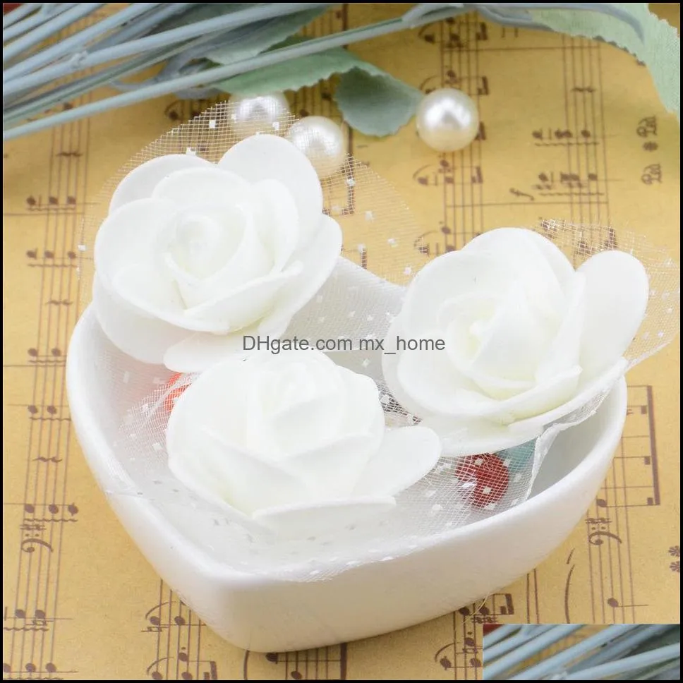 Wholesale-30pcs/lot Silk Lace Foam Rose Handmade Artificial Flower For Wedding Car Home Decoration DIY Mariage flores Rosa Flowers