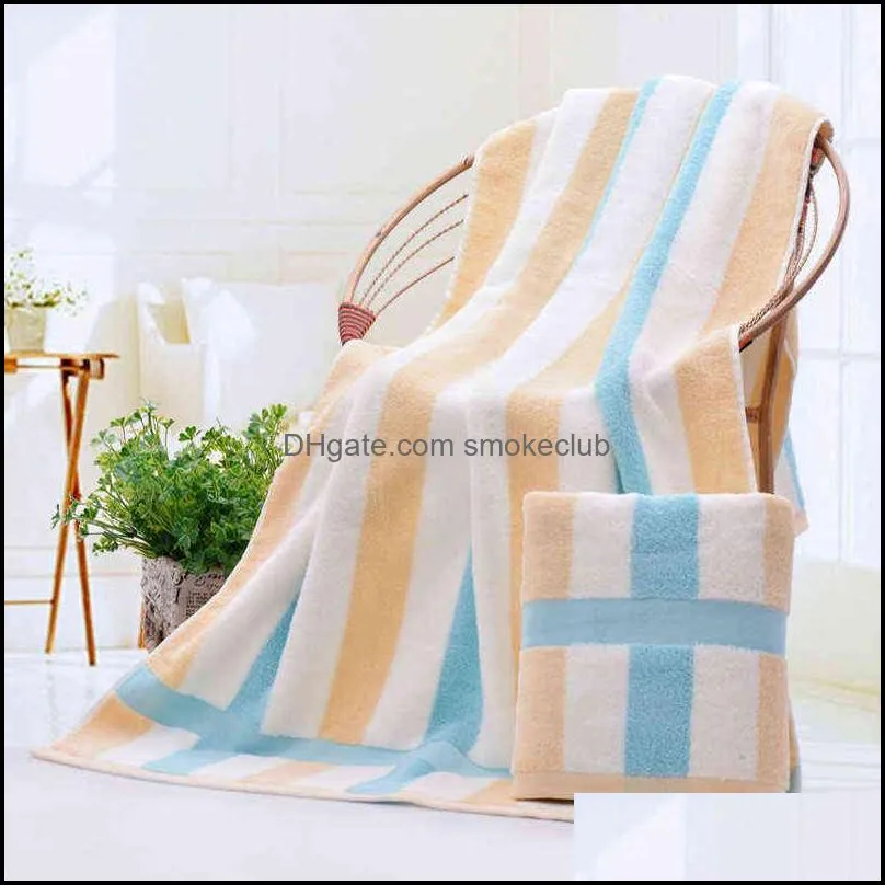 Beroyal New 2020 100% Cotton Thicker Bath Towel Absorbent Stripe Beach Towels for Adult and Kids Towels Bathroom 70*140cm 1PC Y220226