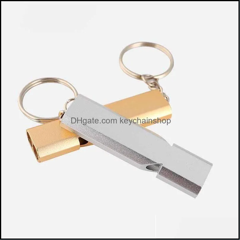 keychains dual-tube survival whistle portable aluminum safety for outdoor hiking camping emergency keychainskeychains