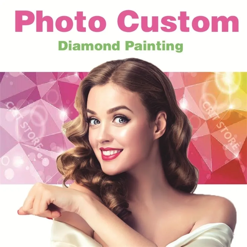 PO Custom Diamond schilderen Gepersonaliseerde kruissteek volledig vierkante foto van doe -het -zelf diamant mozaïek diamant borduurwerk 220608