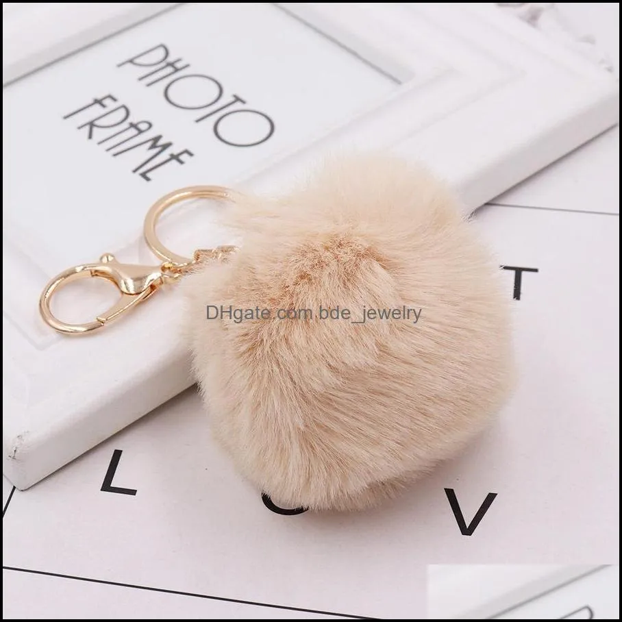 imitation rex rabbit fur plush keychain bag cartoon key rings pendant cone car hair ball bag accessories keychains 8cm