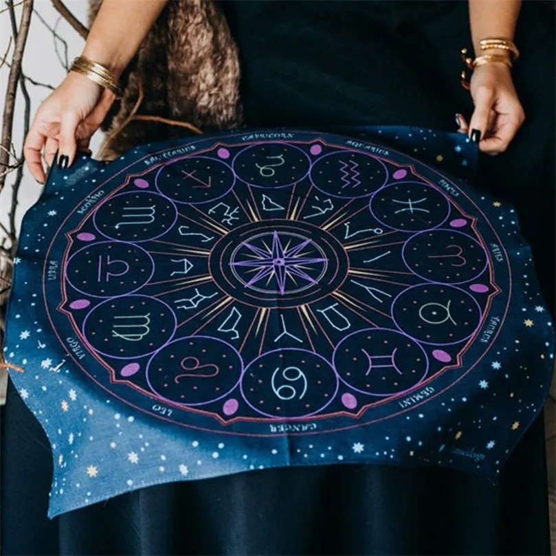 Tarot tablecloth مذبح قطعة قماش تارو تارو جدار معلقة عجلة zodiac التنجيم الأسود الشمس القمر غرفة نوم ديكور الفن 220727