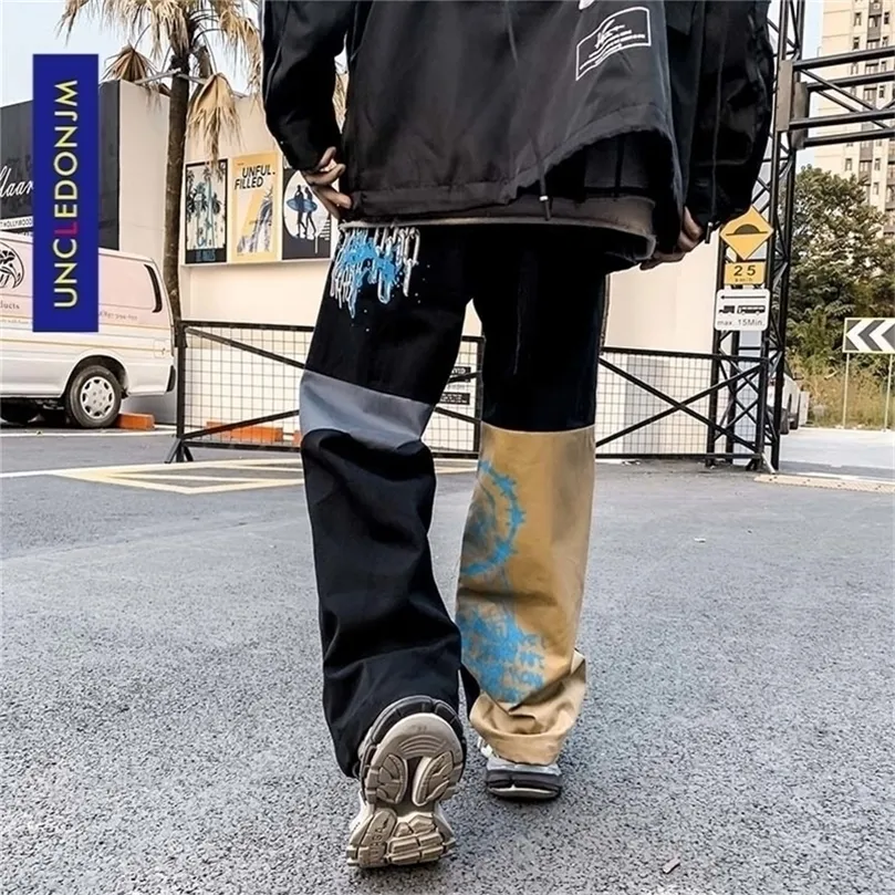 Uncedonjm Color Block Cargo Pants Men Streetwear Hip Hop Loose Fit Byxor Casual Pants Harajuku Man Fashion 2002 201128