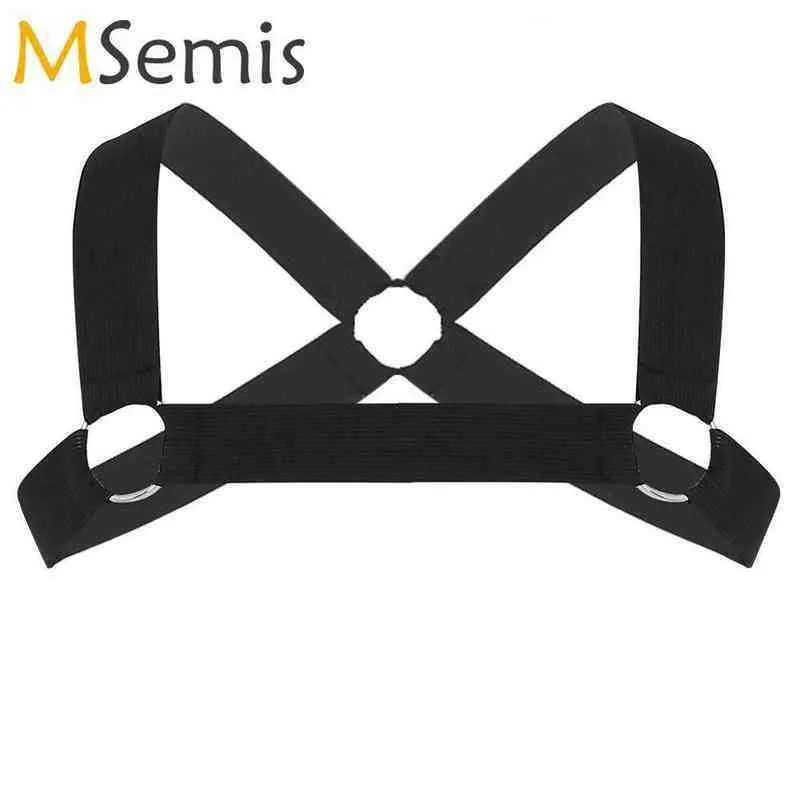 NXY Bondage Mens Body Chest Harness Vest Erotisch Nylon Belt Costume Mini Half Spier Crop Top mannelijke Gay Cosplay Restraint Clubwear 0418