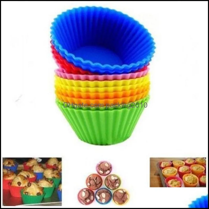 6 color silicone muffin cake cupcake mould case bakeware maker mold tray baking cup jumbo mould dh0158