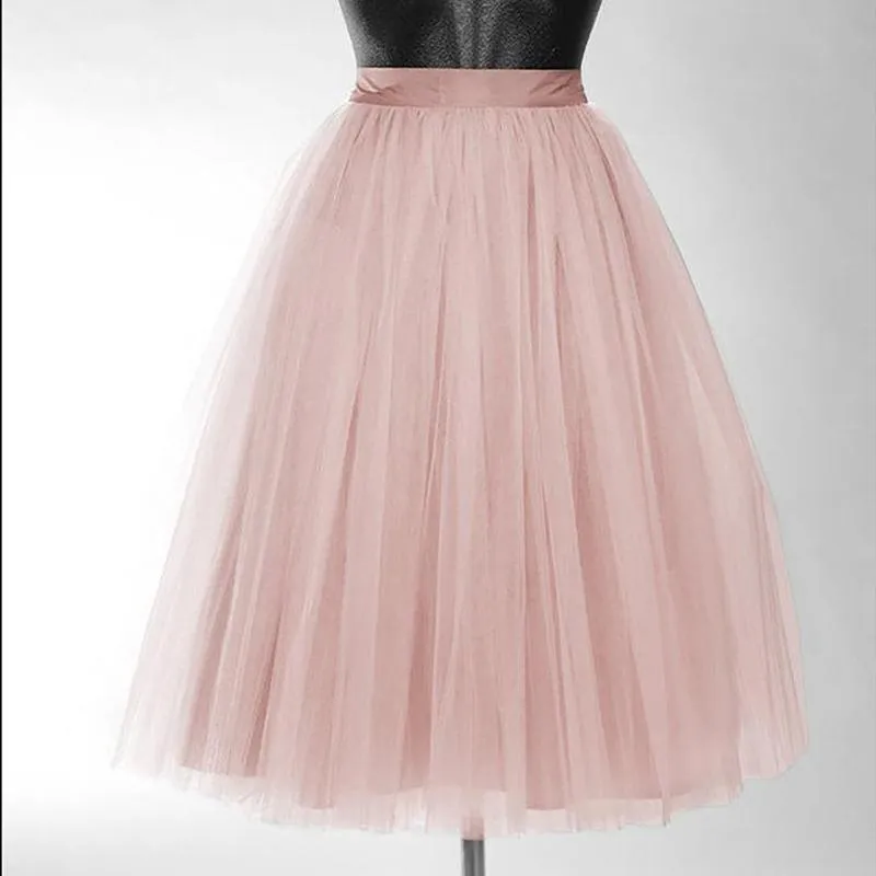 Jupes Image réelle Blush rose Midi femmes Tulle 2022 fermeture éclair sur mesure adulte Tutu jupe demoiselle d'honneur femme SaiasSkirts