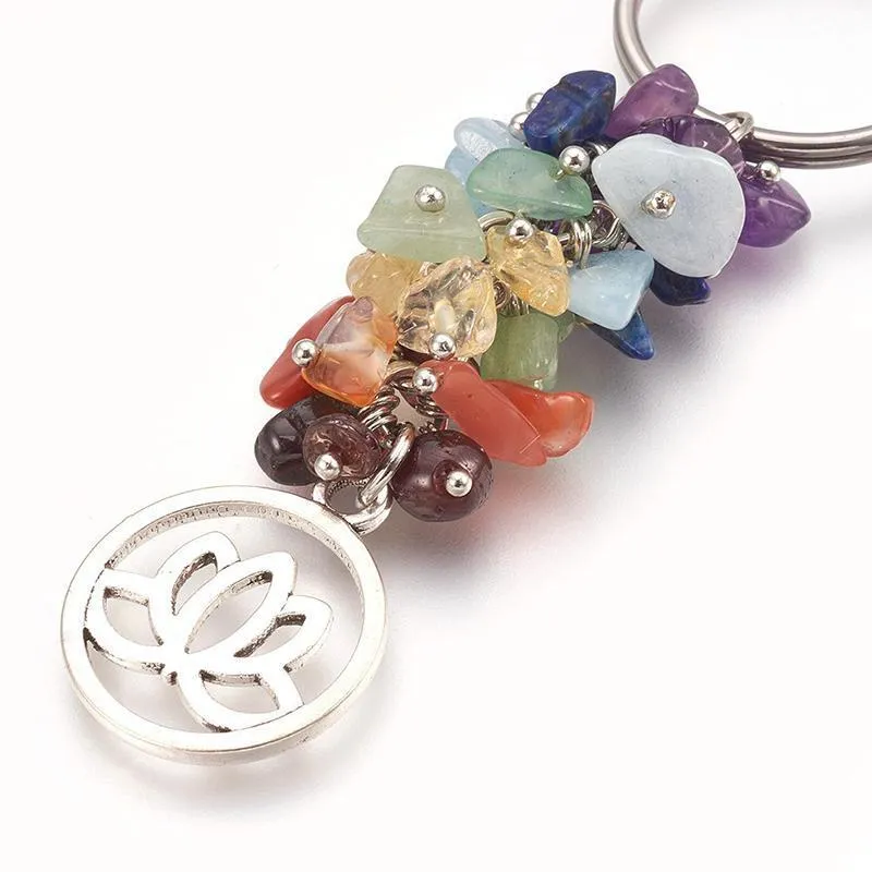 Natural Crystal Keychain Pendant Broken Gems Tassel Keychain Luggage Decoration Key Chain Birthday Gift Keyring
