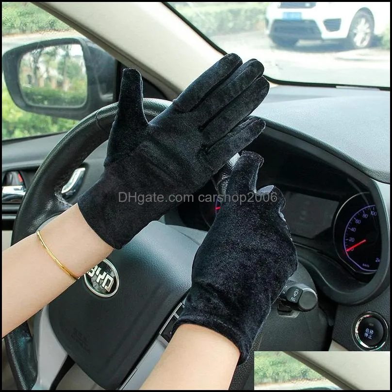 Fashion Elastic Flannel Gloves Women`s Velvet Thin Winter Warm Outdoor Sports Fitness Cycling Mittens