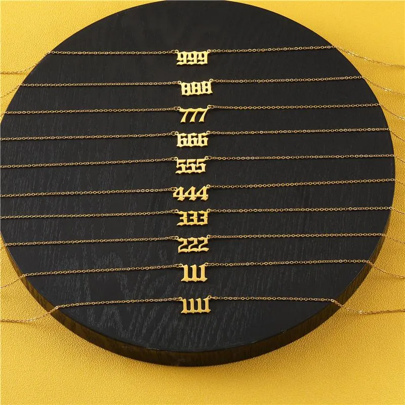 Pendentif Colliers Ins En Acier Inoxydable Ange Numéro 111-999 Collier Simple Numérique Pour Femmes Filles Mode Bijoux GiftPendant