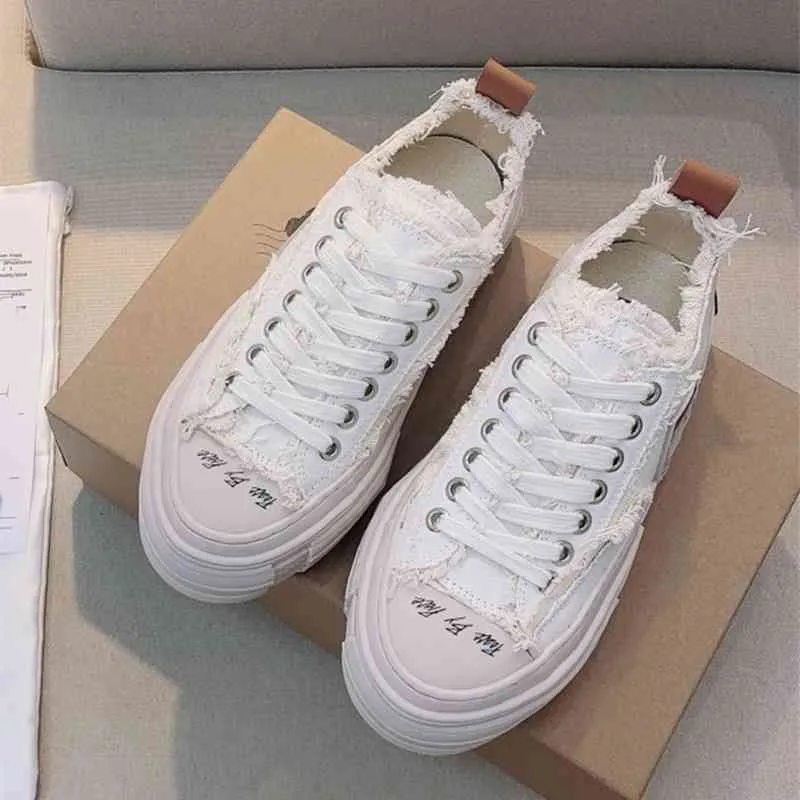 Dress Shoes Wu Jianhao same canvas shoes men`s and women`s fashion Korean vulcanized thick soled high net red couple beggar CTX1