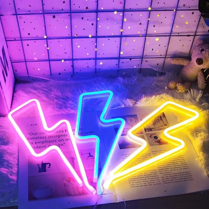Neon Lightning LED Sign For Home Home Decor Lights Baby Room Wedding Party USB Powered Neon Fulmination Light From Sellerstore10 8.8 DHgate.Com