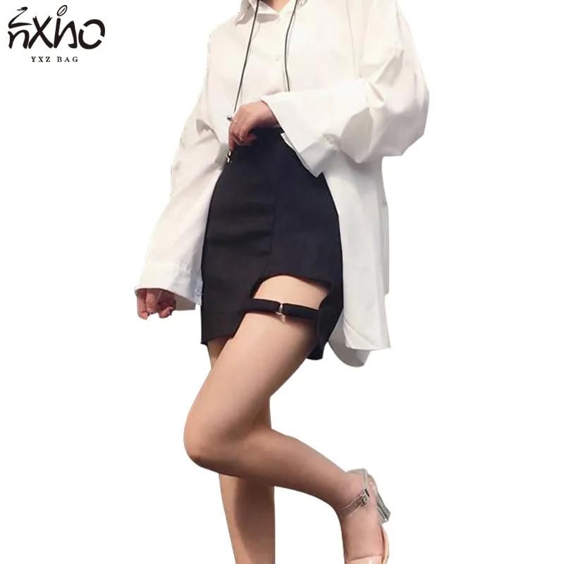 Women Skirt Black Buckle Sexy High-Waist Gothic Style Ladies A-Line Short Skirts Casual All-Match Korean Female 2020 Mini-Skirt