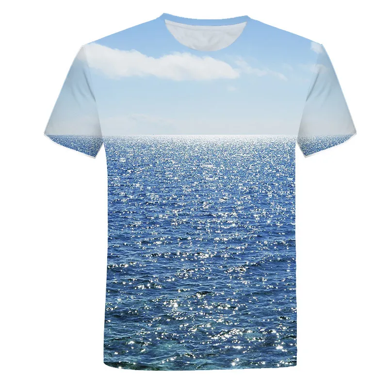 Summer Seaside Scanery Graphic T Shirts Fashion Men s T Shirts With Casual Beach Style 3D Print Nature Landscape Pattern T Shirt 220623