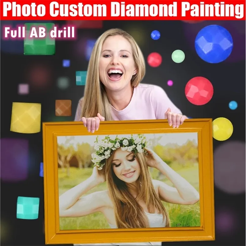 Volledige AB Drill PO Custom Diamond Painting 5D DIY S Diamant borduurwerk 3D Cross Stitch Home Wedding Decoratie 220608