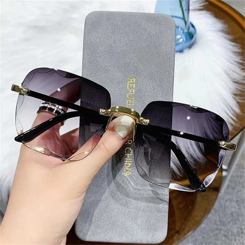 Classic Vintage Square Sunglasses Woman Gradient Mirror Frameless Sun Glasses Female Retro Fashion Rimless 220620