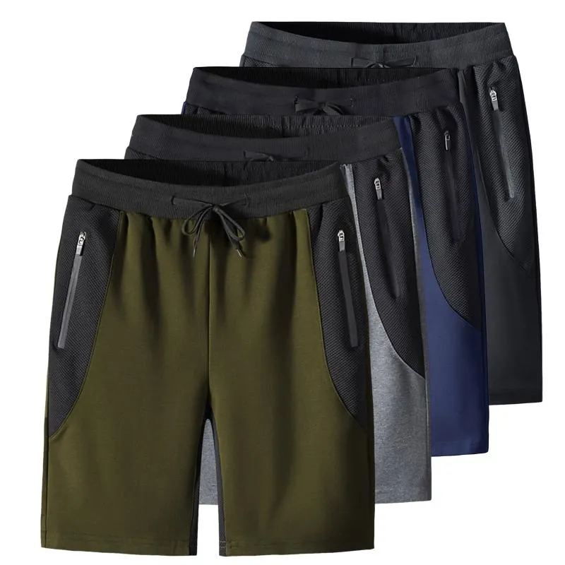 Men's Shorts Men Sports Colorblock Casual Mid Waist Drawstring With Zipper Pockets Outdoor Sport Summer Short Pants In StockMen's