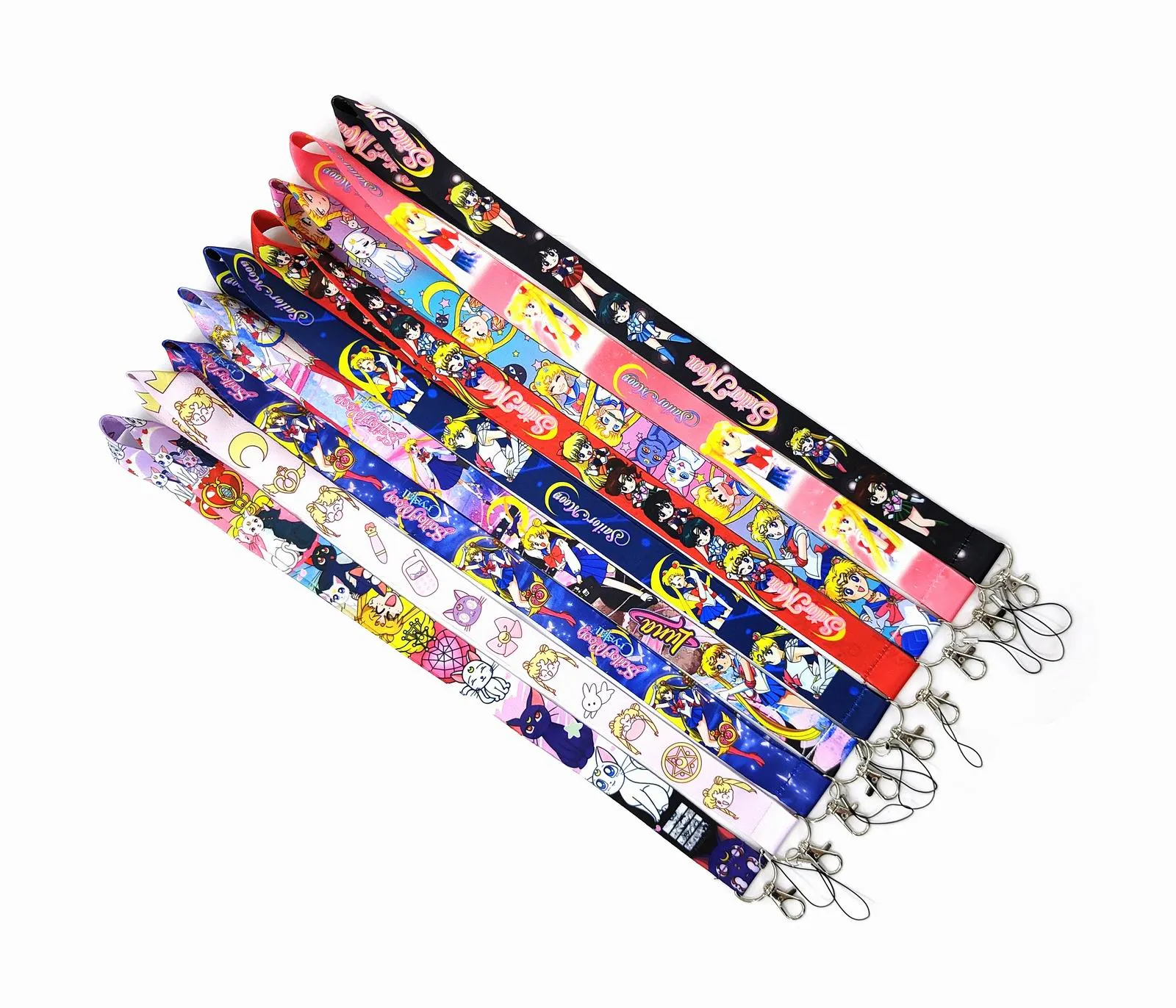 10 st Cartoon Anime Lanyard Nyckelring Halsrem Nyckel Kamera ID Telefon String Hänge Fest Presenttillbehör Liten grossist