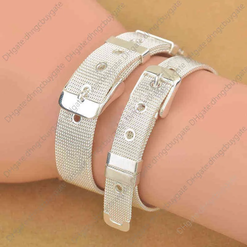 Fashionable Belt Design Pure Fine Jewelry Bracelet Bangle Quality Size Options for Woman Man