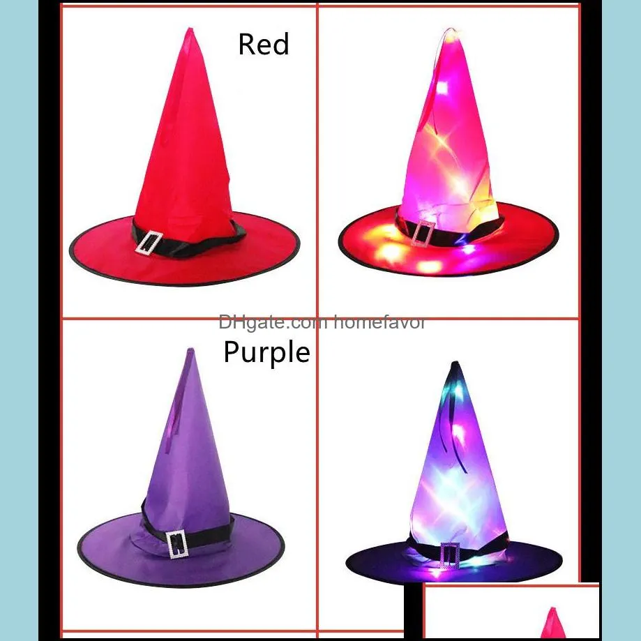 led lights halloween witch hat outdoor tree hanging glow in the dark colorful glowing cap decoration children`s party supplies