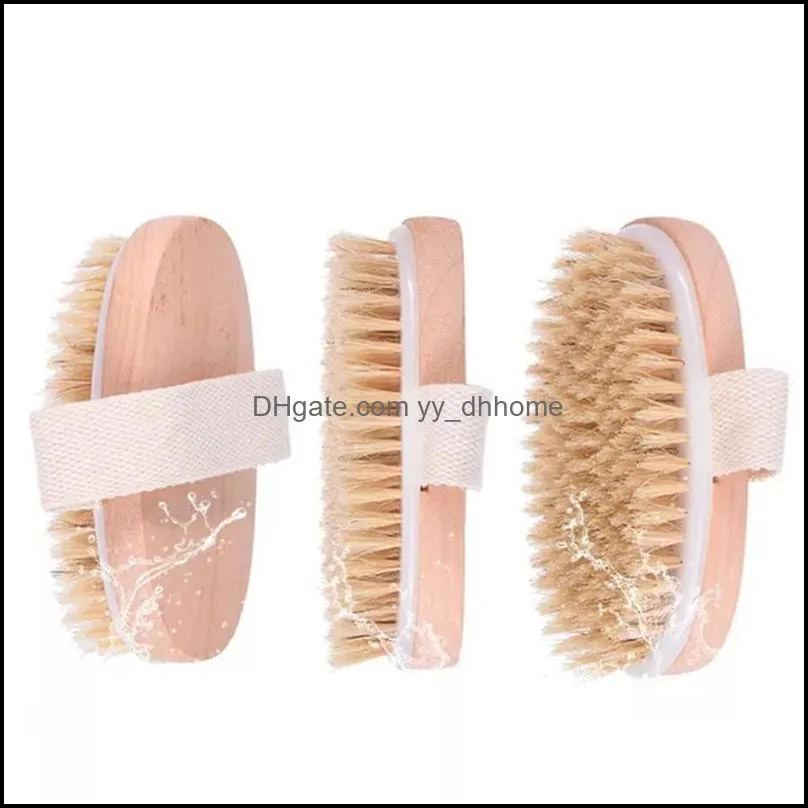 wooden oval bath brush natural boar bristles dry body brushes exfoliating massage cellulite treatment blood circulation wll510