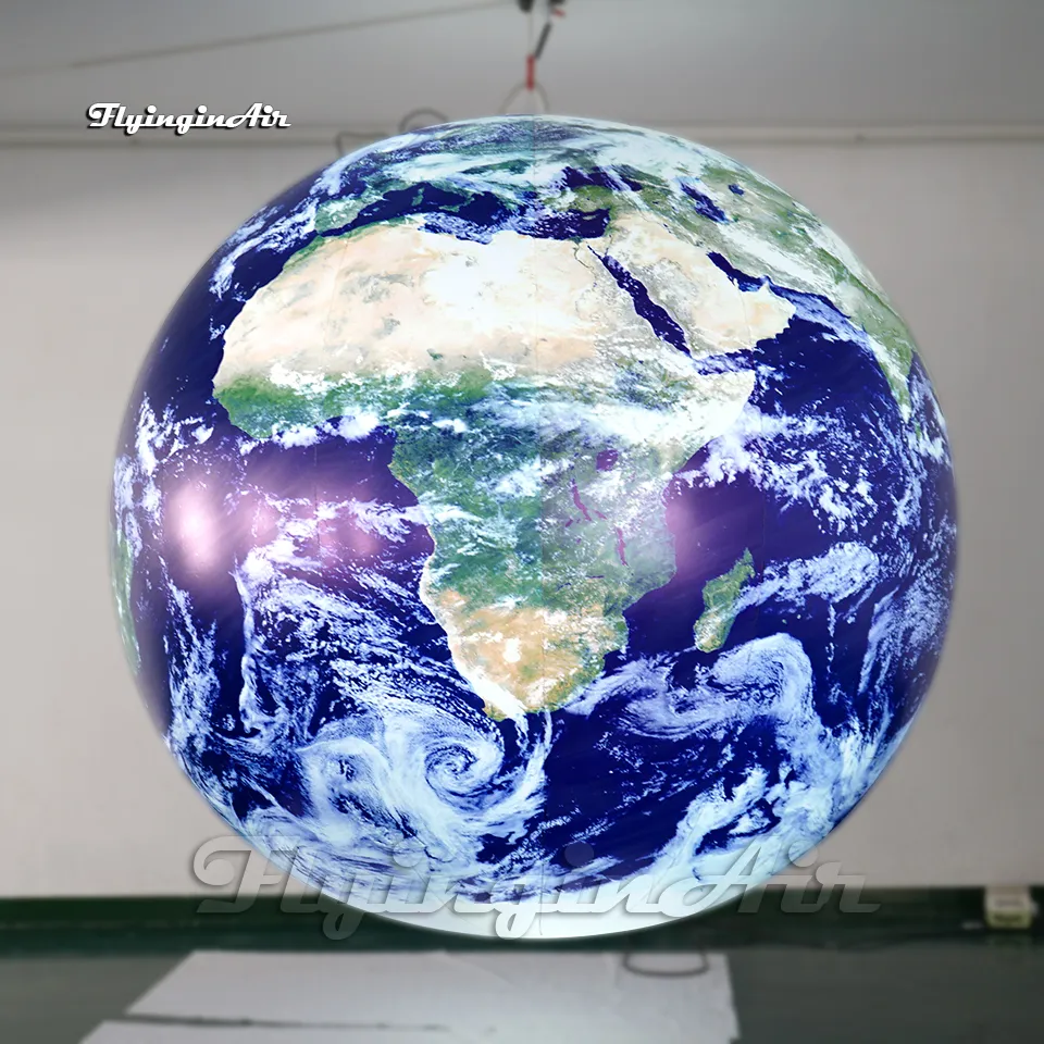 إضاءة شخصية قابلة للنفخ معلقة معلقة LED Planet Balloon Air Blloy Up Globe for Space موضوعية عرض حفلة