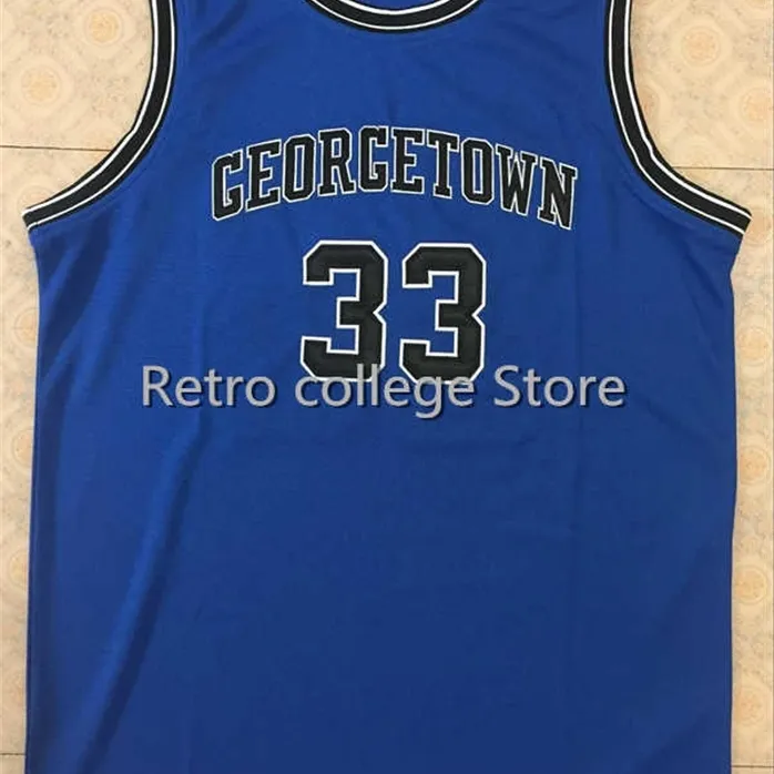 Sjzl98 33 Patrick Ewing 1998-99 Georgetown University Maglie da basket di ritorno al passato, ricamo cucito personalizzato qualsiasi numero e nome maglie