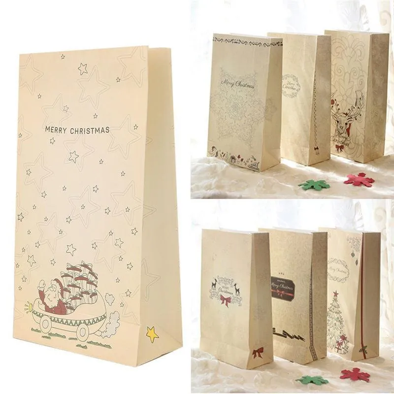 Sacchetti per gioielli Borse 1pz Carta Kraft per Natale Festa di nozze Biscotti per le vacanze Sacchetto regalo regalo Decorazione di Natale Regali Custodia per imballaggioGioielli