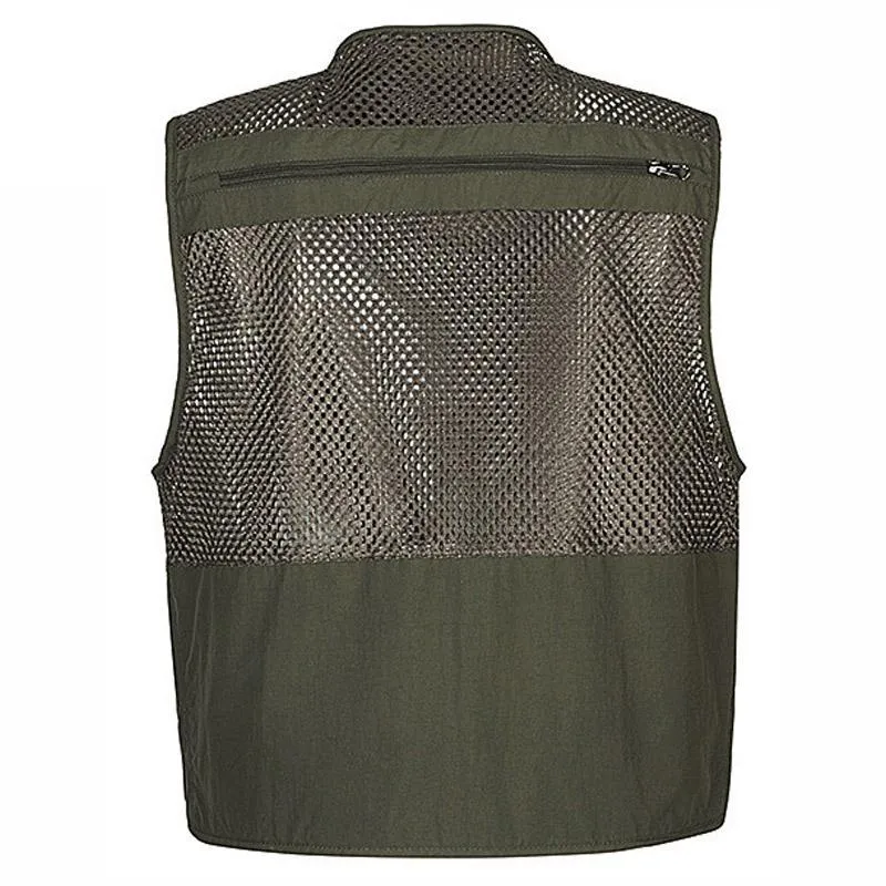 Herreveste Herre Armygrøn Khaki Multi Pocket Mesh Vest Fiskertøj Multifunktionel Ærmeløs Jakke Vest_voghion.com
