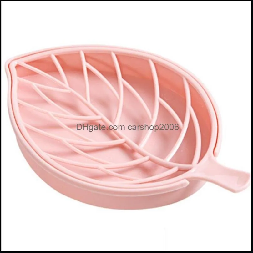 double layer soap box plastic leaf drain soaps dish bathroom household home hotel supplies 10.5*17.3cm pad11856